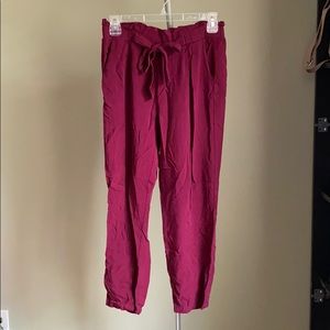 Burgundy trousers!